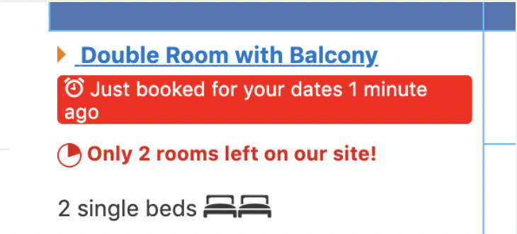 Booking.com - Only 2 rooms left