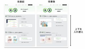 Ptengine A/Bテスト前後のテスト箇所 